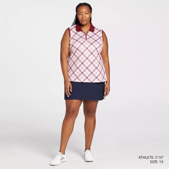 NWT Lady Hagen Women's Clubhouse Plaid Sleeveless Golf Polo - Picture 5 of 7